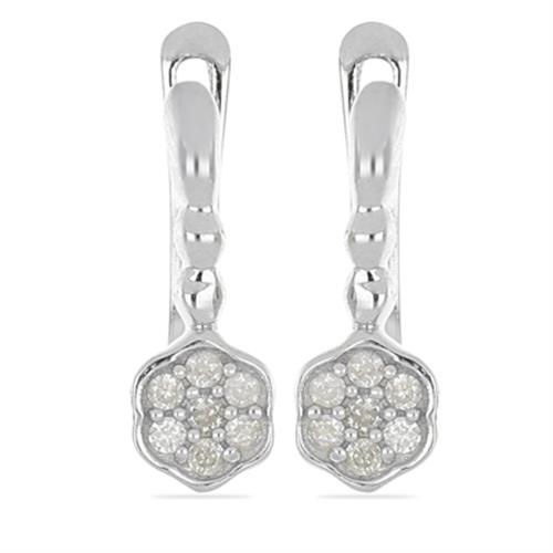 BUY 925 SILVER REAL WHITE DIAMOND DOUBLE CUT GEMSTONE EARRINGS